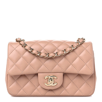 Chanel Lambskin Quilted Mini Rectangular Flap Beige 1 of 10