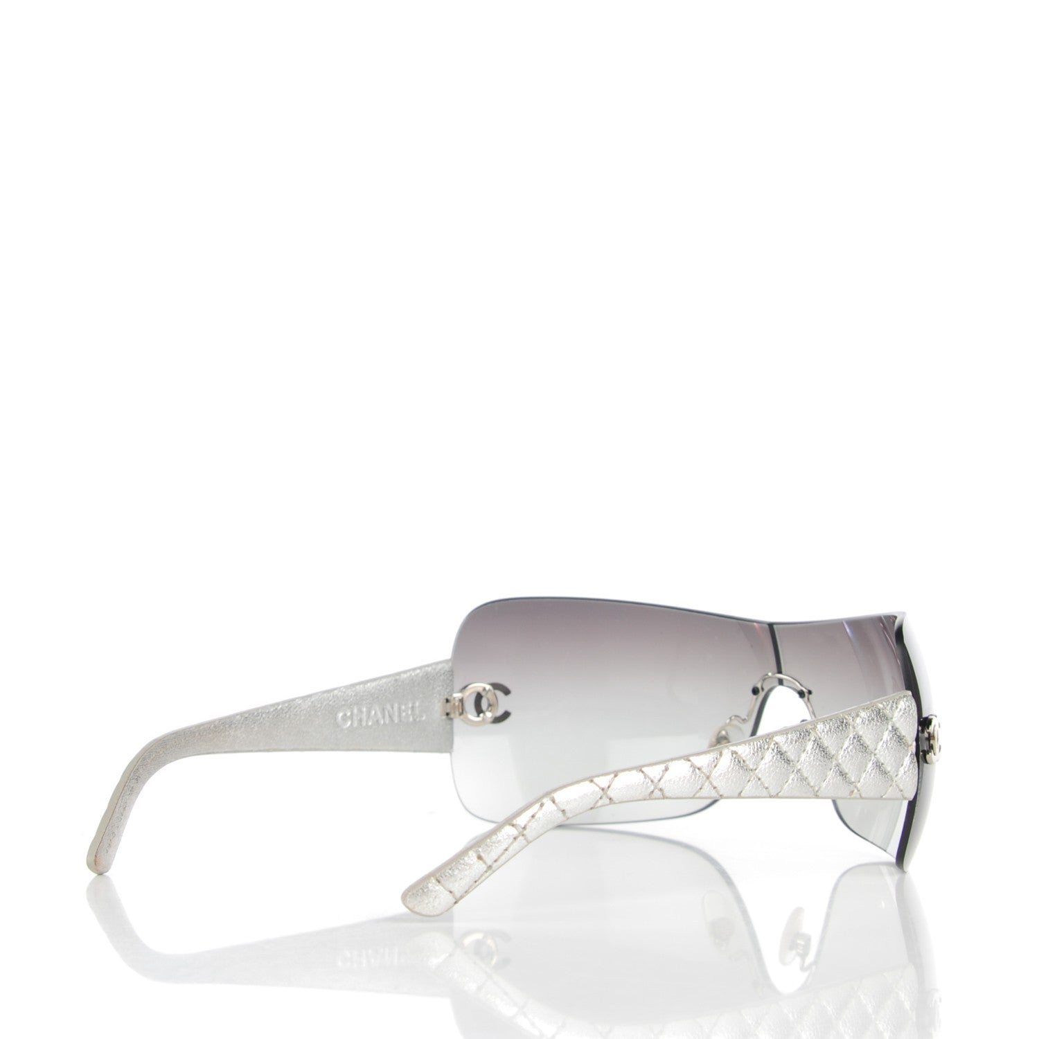 Chanel Metallic Quilted CC Sunglasses 4157-Q Silver 3 of 7