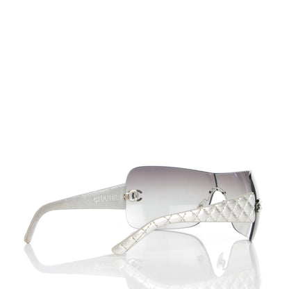 Chanel Metallic Quilted CC Sunglasses 4157-Q Silver 3 of 7