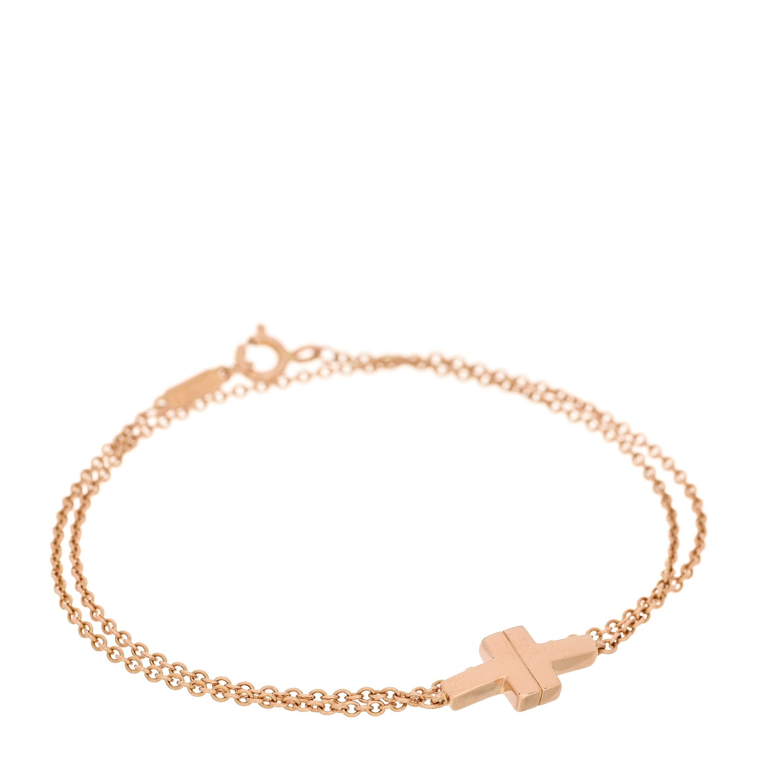 Tiffany 18K Rose Gold T Double Chain Bracelet 1 of 3