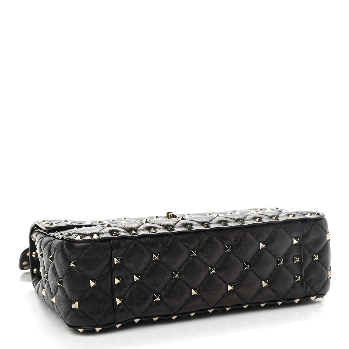 Lambskin Medium Rockstud Spike Shoulder Bag Black