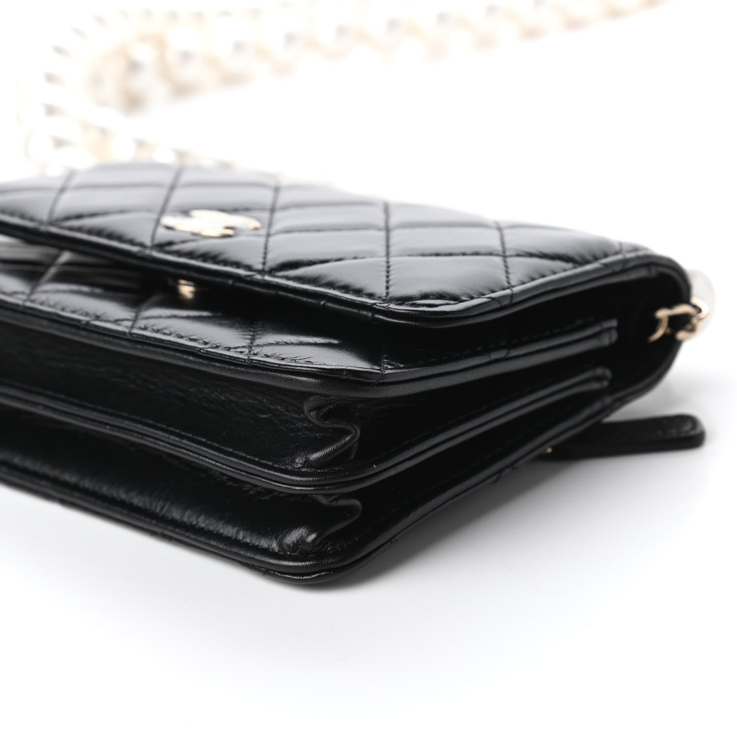 Chanel Calfskin Quilted Mini Maxi Pearls Wallet On Chain WOC Black 7 of 11
