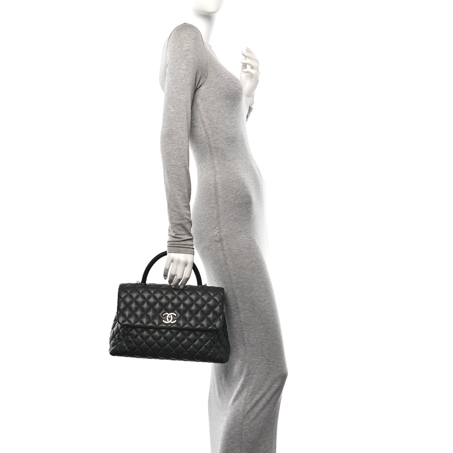 Chanel Caviar Lizard Quilted Medium Coco Handle Flap Black 2 of 10