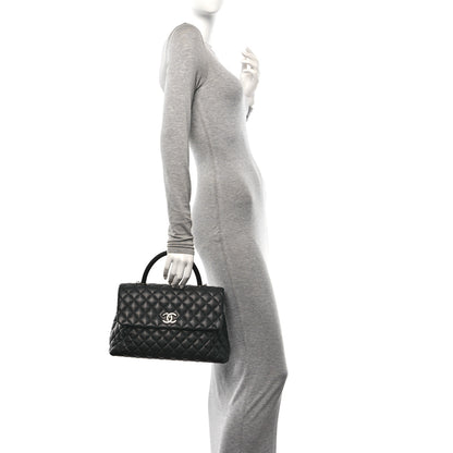 Chanel Caviar Lizard Quilted Medium Coco Handle Flap Black 2 of 10