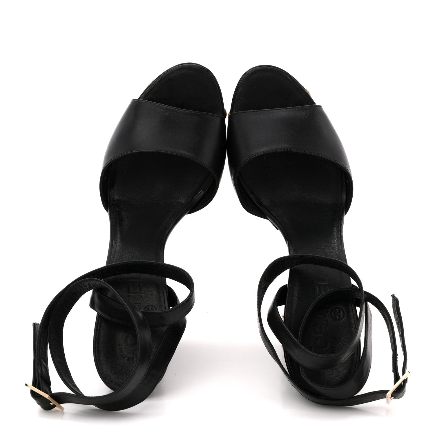 Chanel Calfskin Studded Platform Pumps 40.5 Black 2 of 11