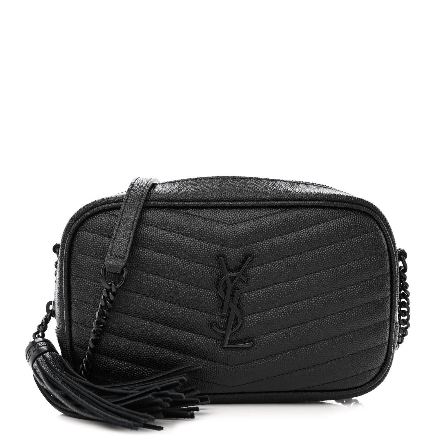 Saint Laurent Grain De Poudre Matelasse Monochrome Monogram Mini Lou Camera Bag Black 1 of 10
