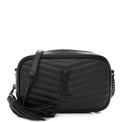 Saint Laurent Grain De Poudre Matelasse Monochrome Monogram Mini Lou Camera Bag Black 1 of 10