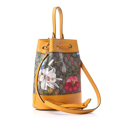 Gucci GG Supreme Monogram Flora Small Ophidia Bucket Bag Beige Multicolor Crop 3 of 10
