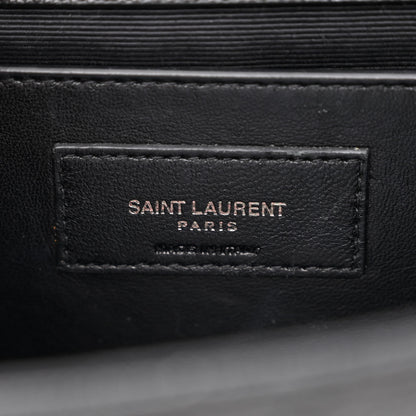 Saint Laurent Grain De Poudre Textured Mixed Matelasse Triquilt Medium Monogram Monochrome Satchel Black 6 of 10