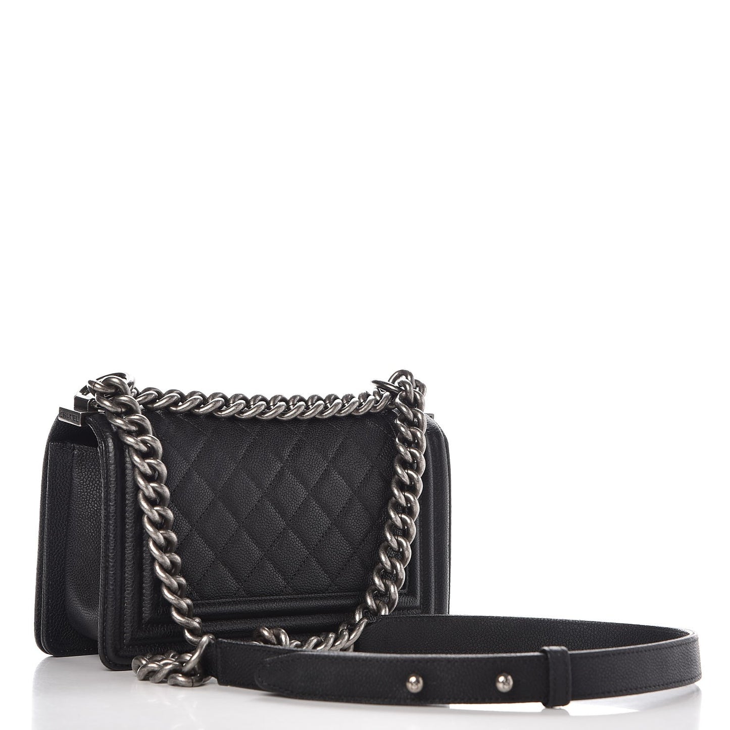 Caviar Quilted Small Boy Flap Black