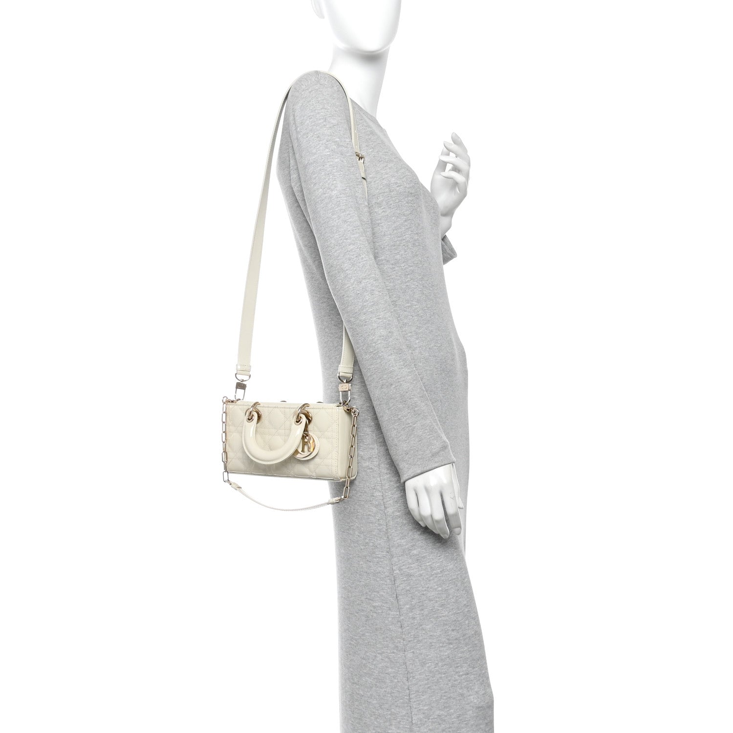 Christian Dior Patent Cannage Small Lady D-Joy White 2 of 10