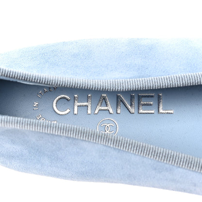 Chanel Suede Cap Toe CC Ballerina Flats 40.5 Light Blue Turquoise 7 of 7