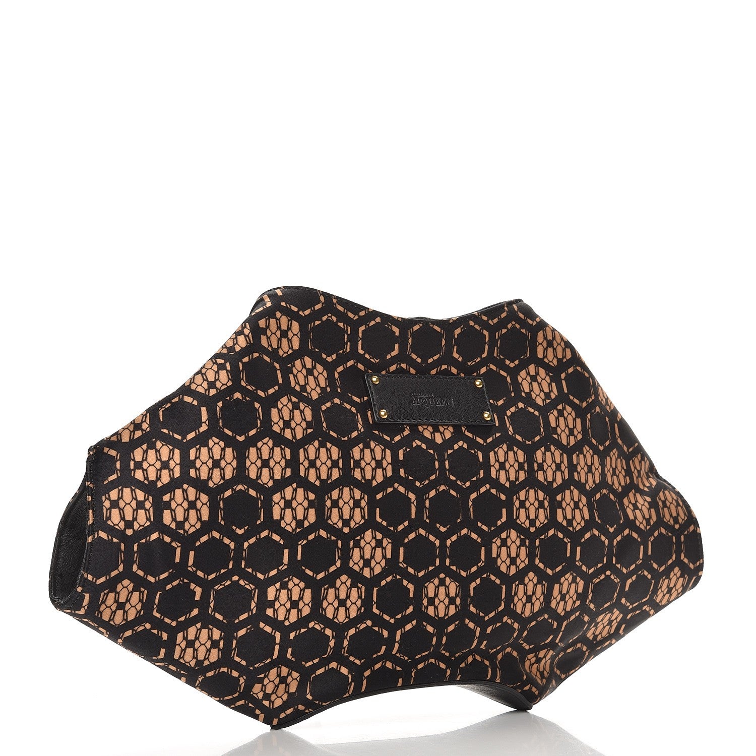 Alexander McQueen Silk Honeycomb Printed De Manta Clutch Flesh Black 3 of 7