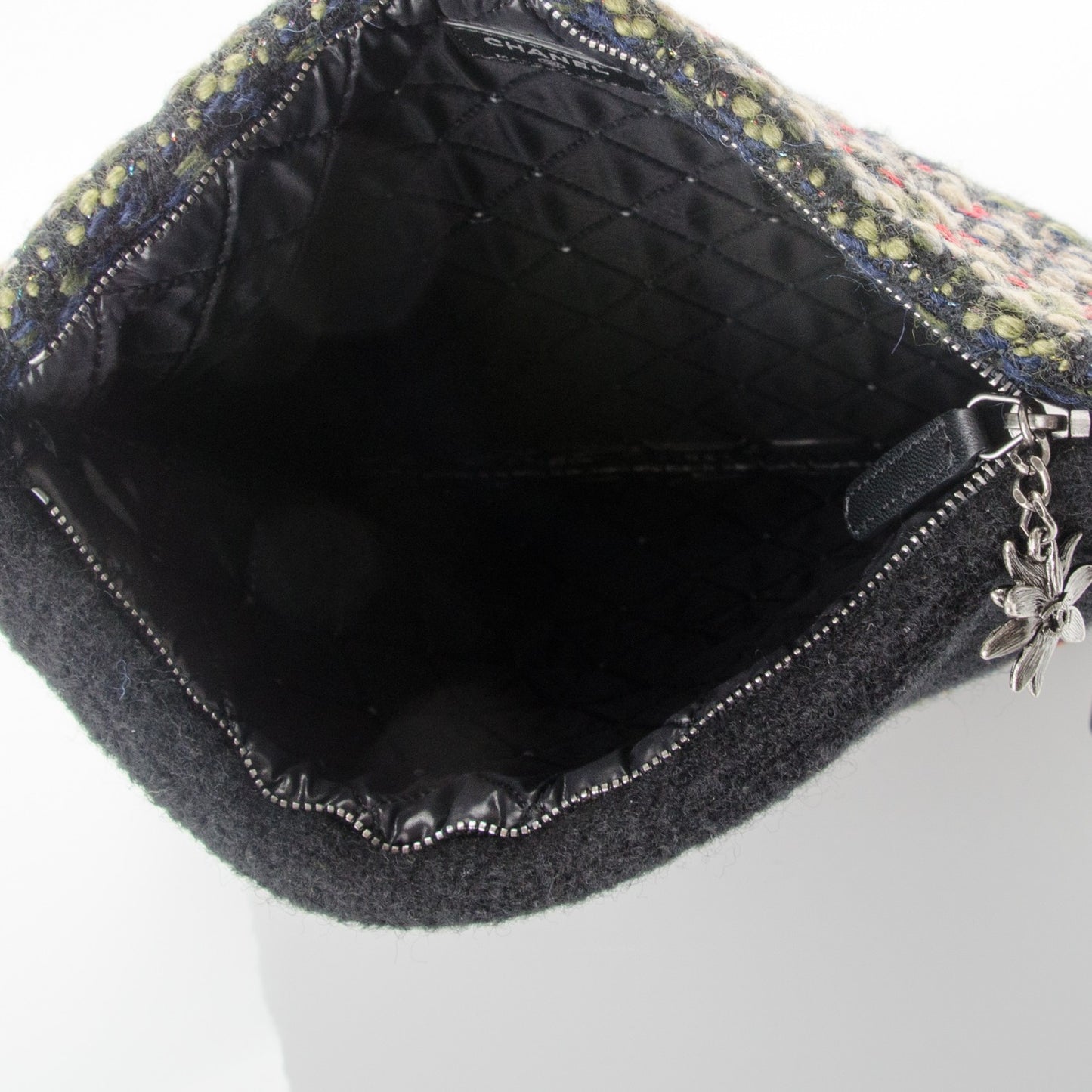 Tweed Quilted CC Beauty Clutch Black