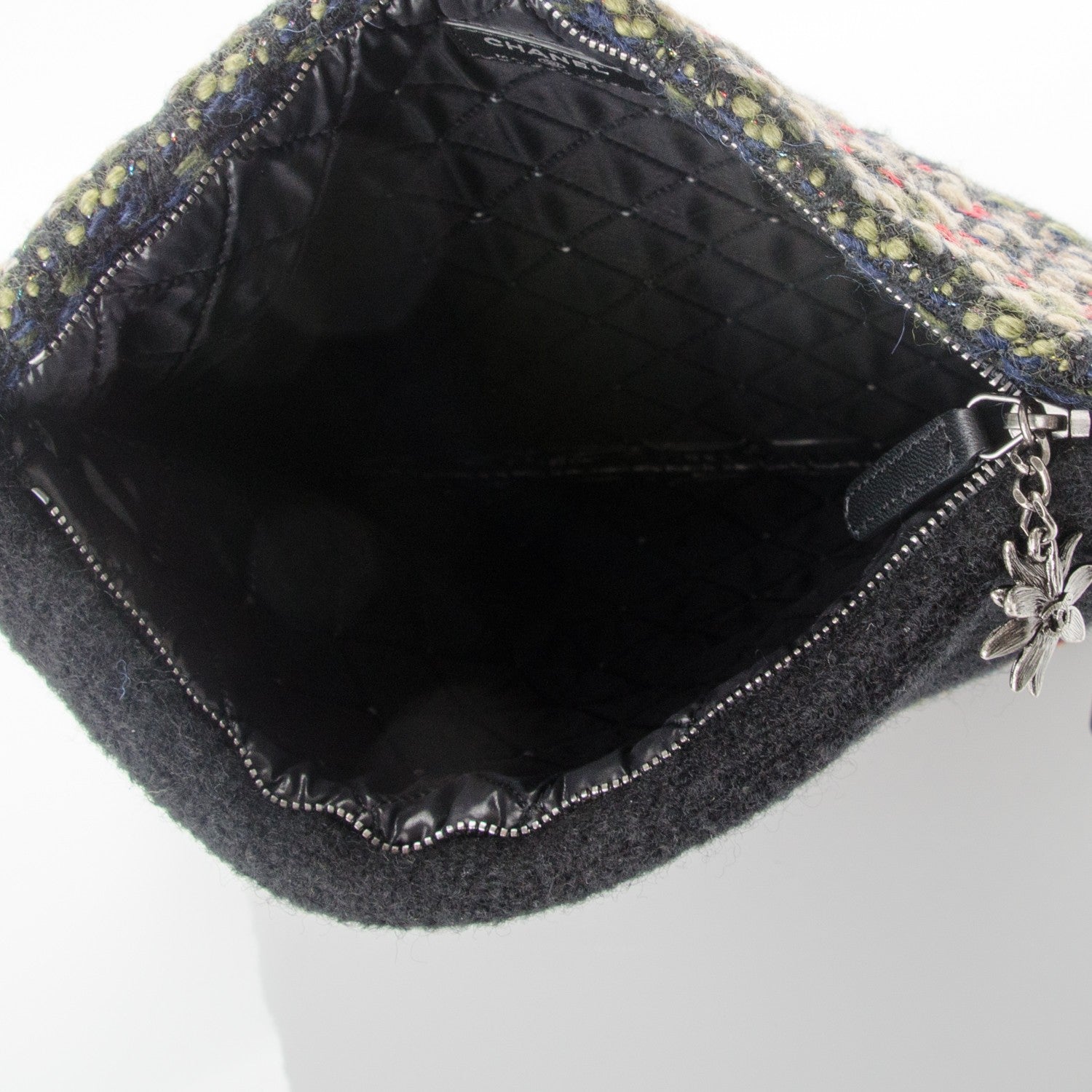 Chanel Tweed Quilted CC Beauty Clutch Black 6 of 6