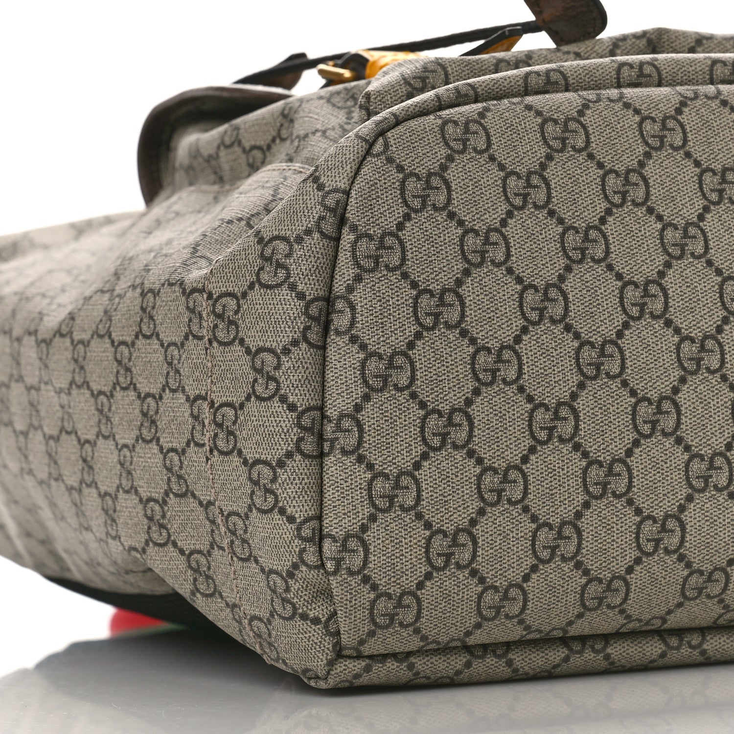 Gucci Soft GG Supreme Monogram Neo Vintage Double Buckle Backpack Beige New Acero Crop 7 of 8