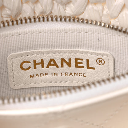 Chanel Raffia Effect Tweedy Mini Flap Bag White Black 6 of 10