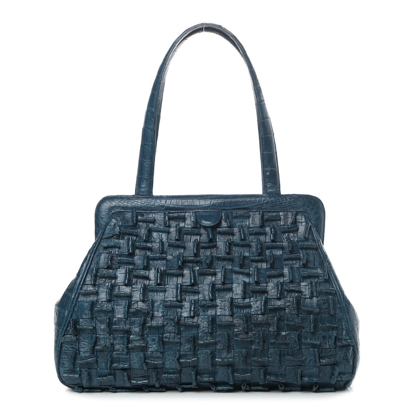 Crocodile Woven Satchel Blue