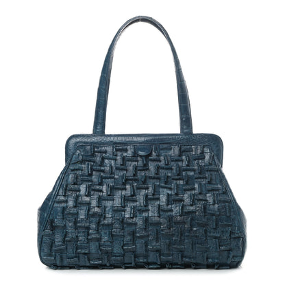 Nancy Gonzalez Crocodile Woven Satchel Blue 1 of 11