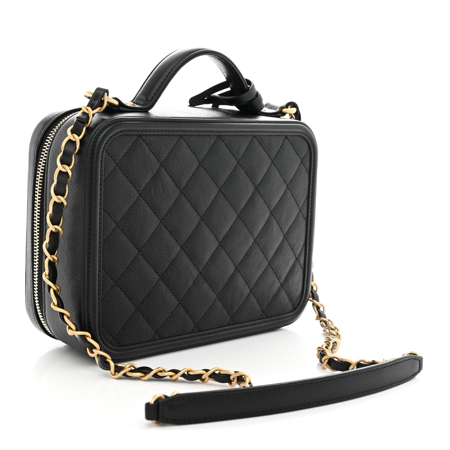 Chanel Caviar Quilted Medium CC Filigree Vanity Case Black 3 of 10