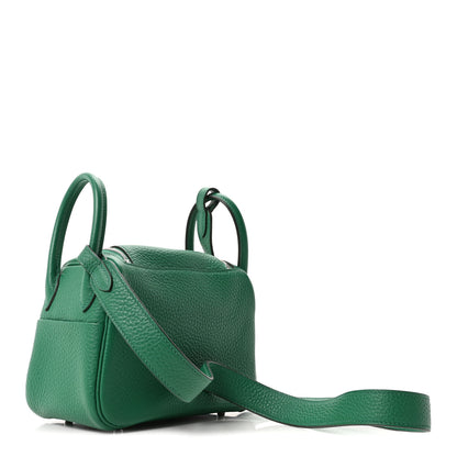 Hermes Taurillon Clemence Mini Lindy 20 Vert Vertigo 3 of 11