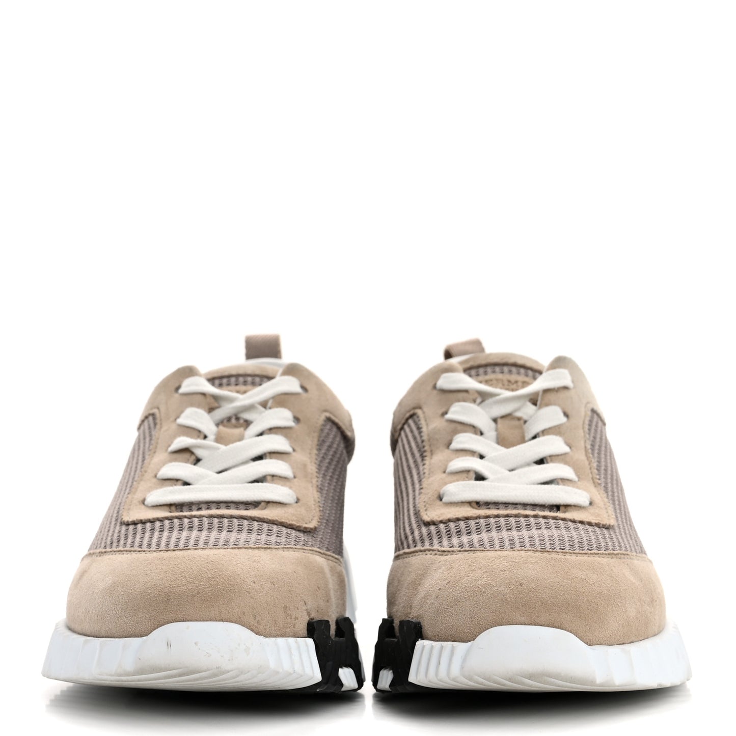 Air Mesh Suede Goatskin Bouncing Sneakers 38 Beige Camel