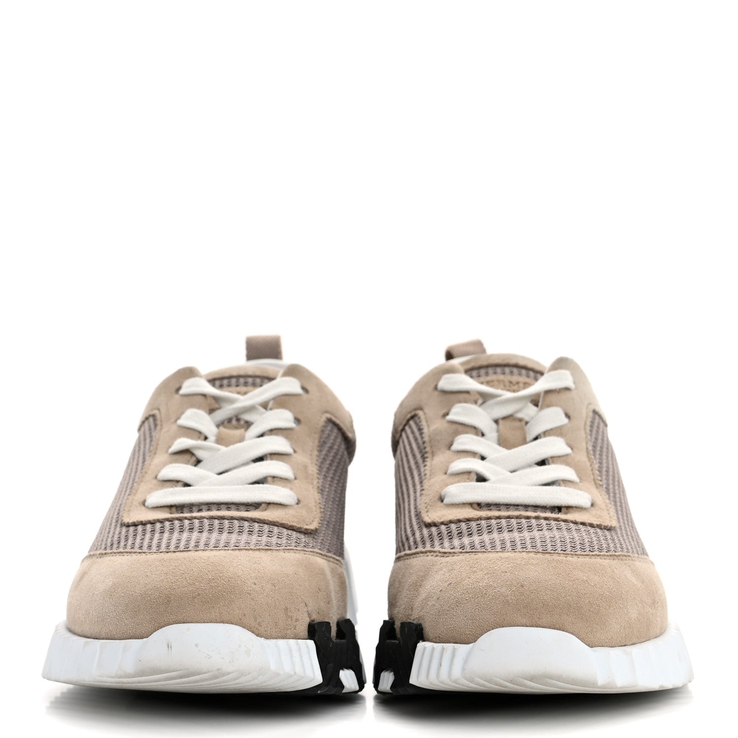 Hermes Air Mesh Suede Goatskin Bouncing Sneakers 38 Beige Camel 3 of 14