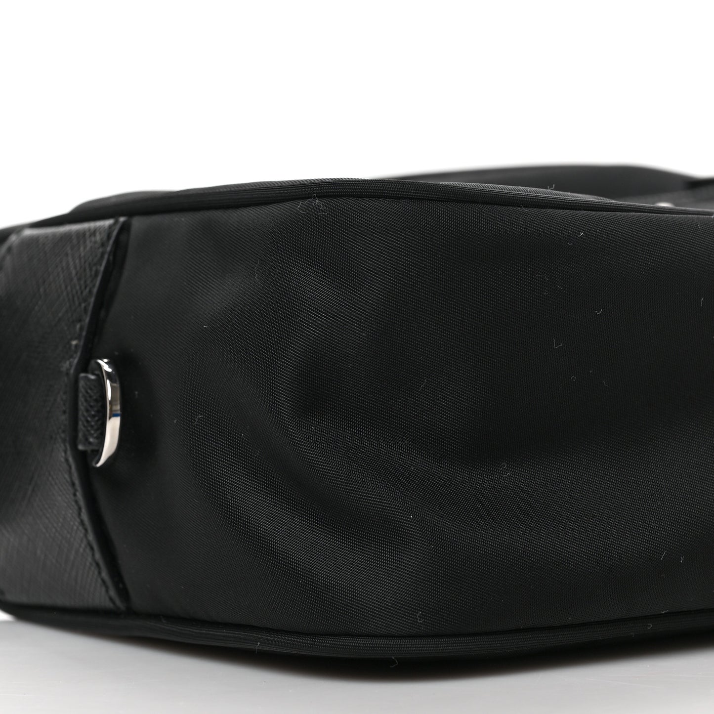 Re-Nylon Vela Saffiano Pocket Double Zip Shoulder Bag Black