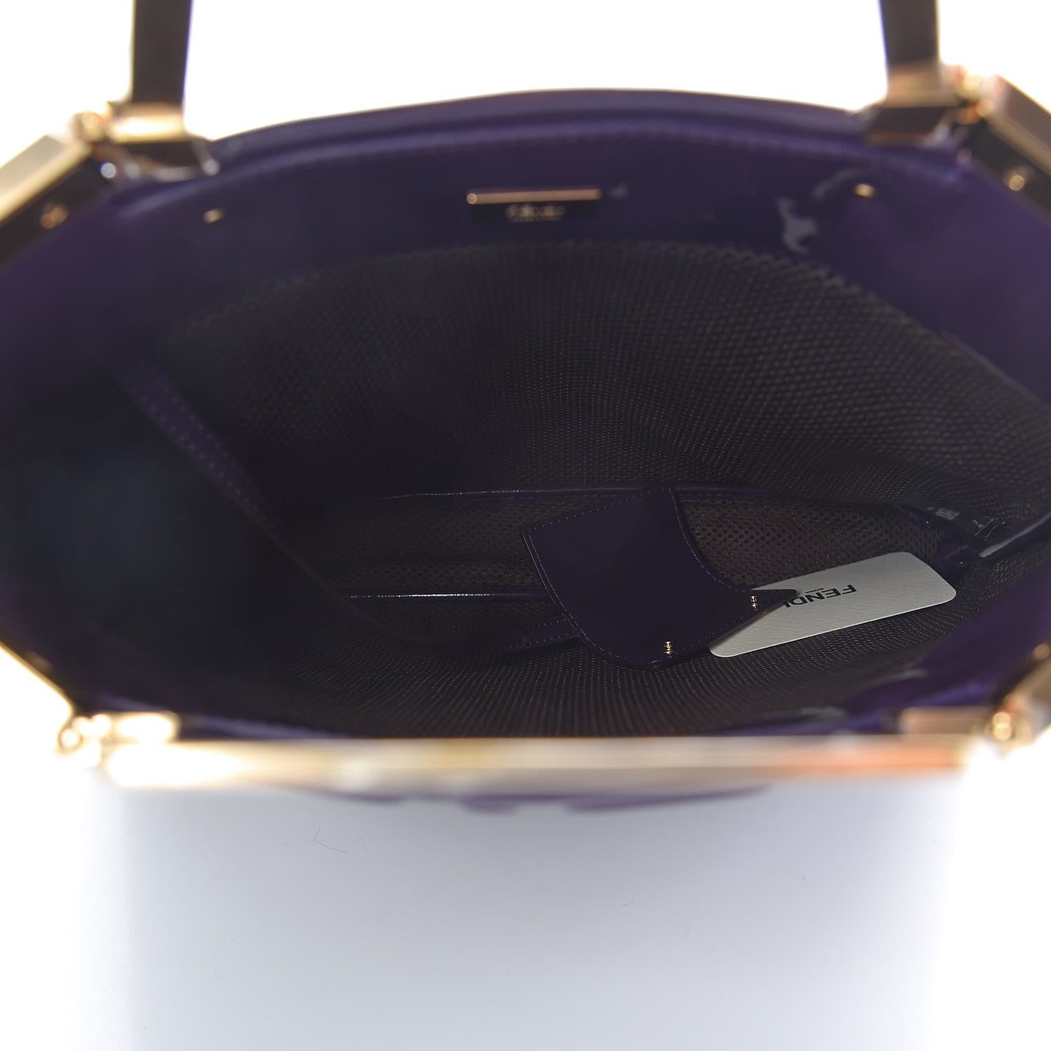 Fendi Patent FF 1974 Embossed Small Shopping Flap Bag Viola 5 of 9