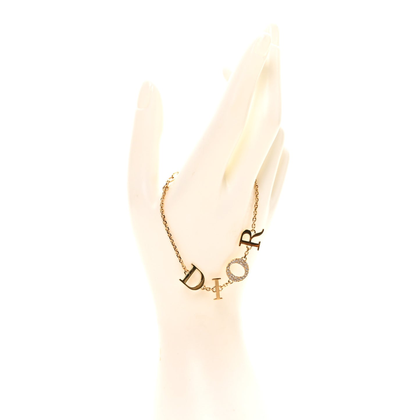Metal Crystal Letters Bracelet Gold