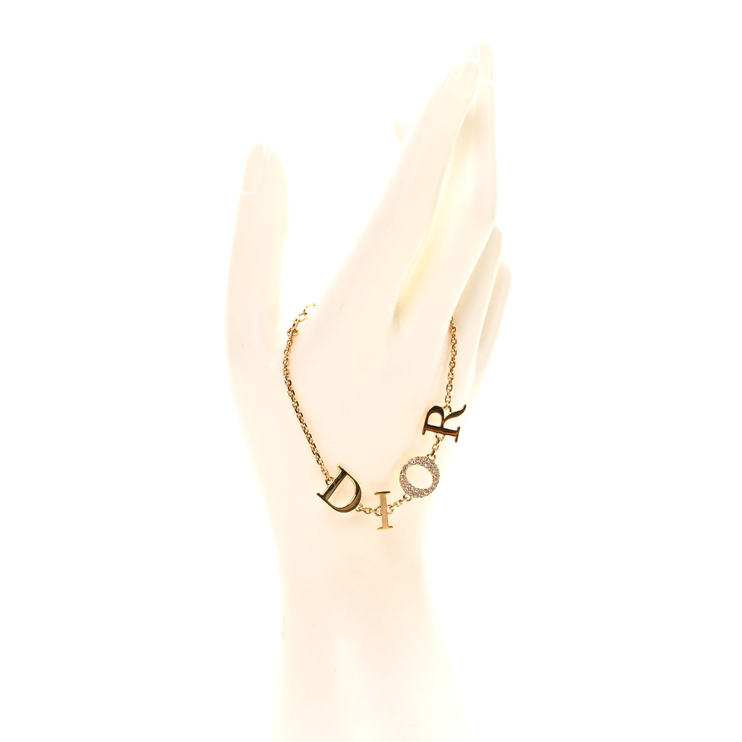 Christian Dior Metal Crystal Letters Bracelet Gold 2 of 5
