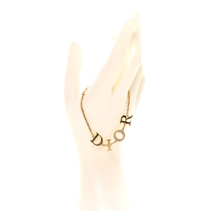 Christian Dior Metal Crystal Letters Bracelet Gold 2 of 5