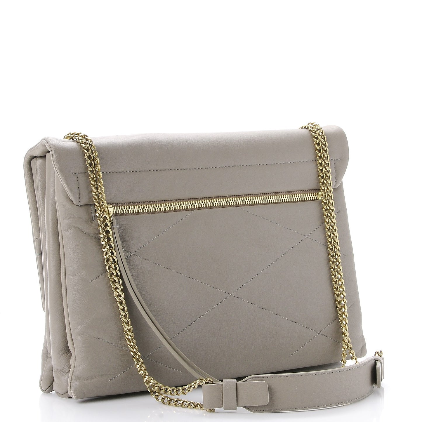 Lambskin Quilted Medium Sugar Flap Shoulder Bag Grey