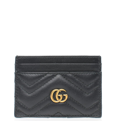 Gucci Calfskin Matelasse GG Marmont Card Holder Black 1 of 7