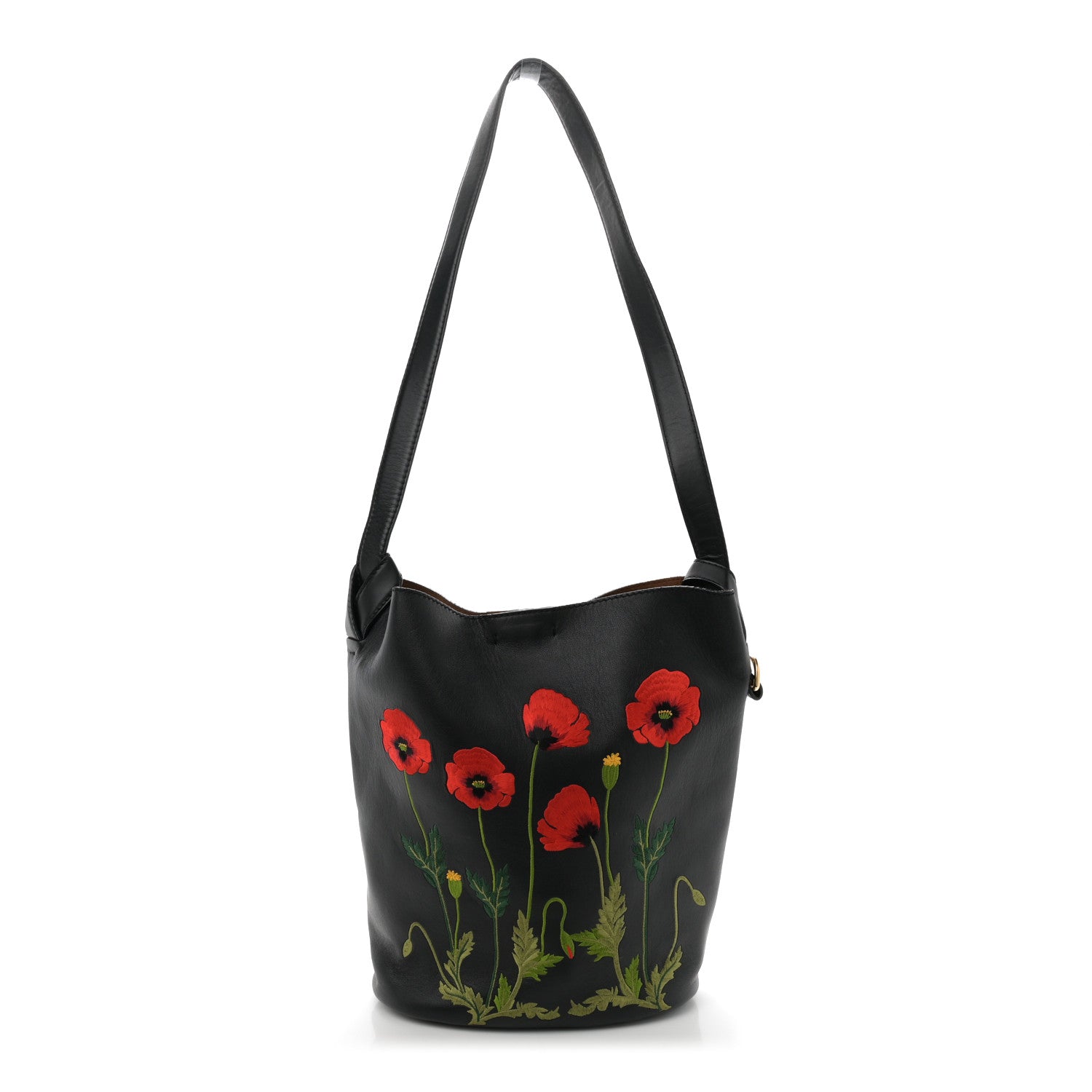 Stella McCartney Eco Alter Nappa Embroidered Flower Bucket Bag  Black 1 of 11