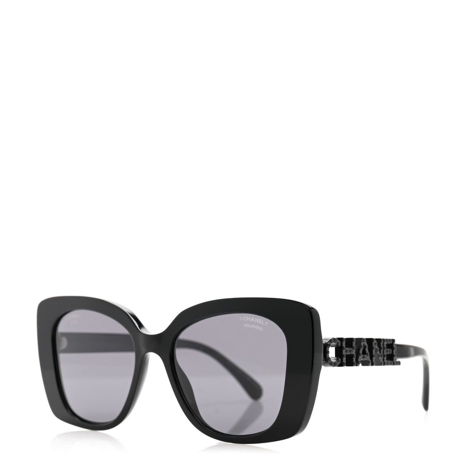 Chanel Acetate Strass Polarized Square Sunglasses 5422-B Black 1 of 8