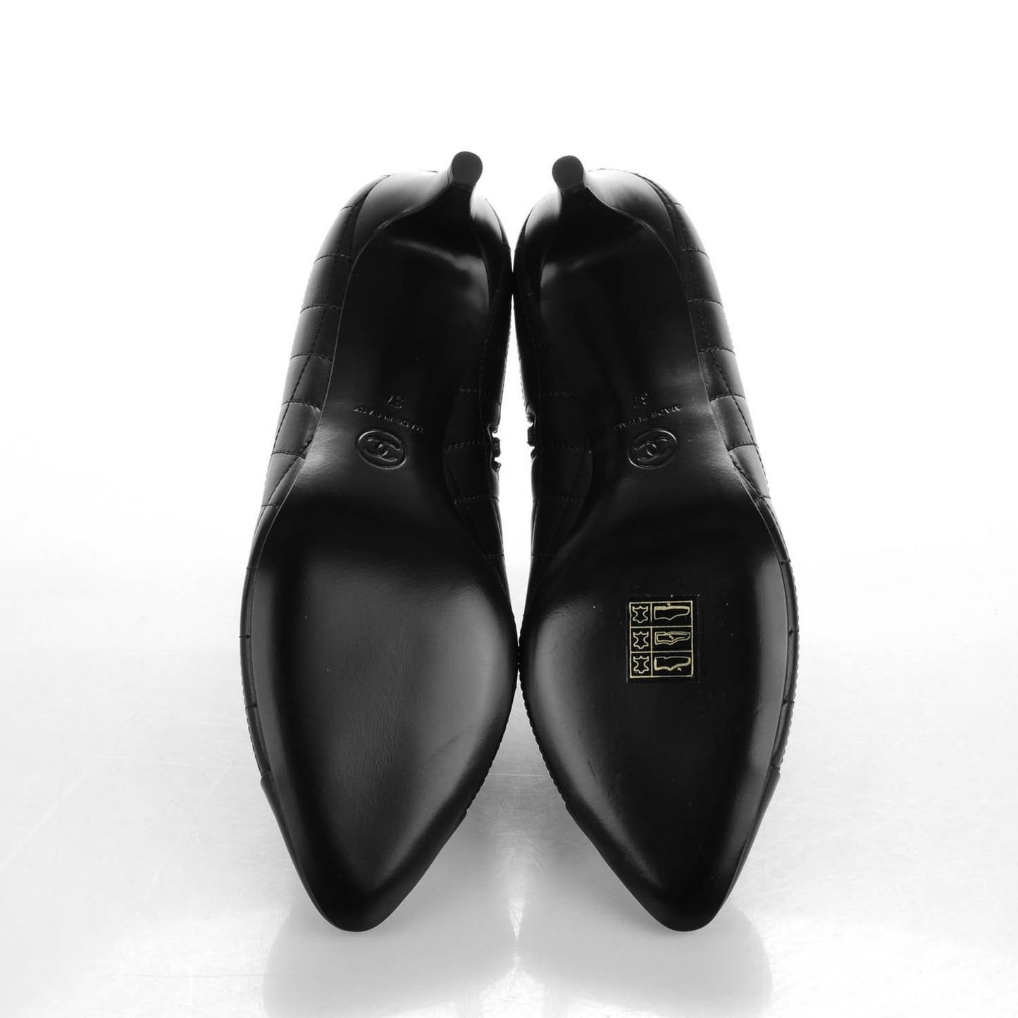 Calfskin Quilted Cap Toe Short Boots 37 Black