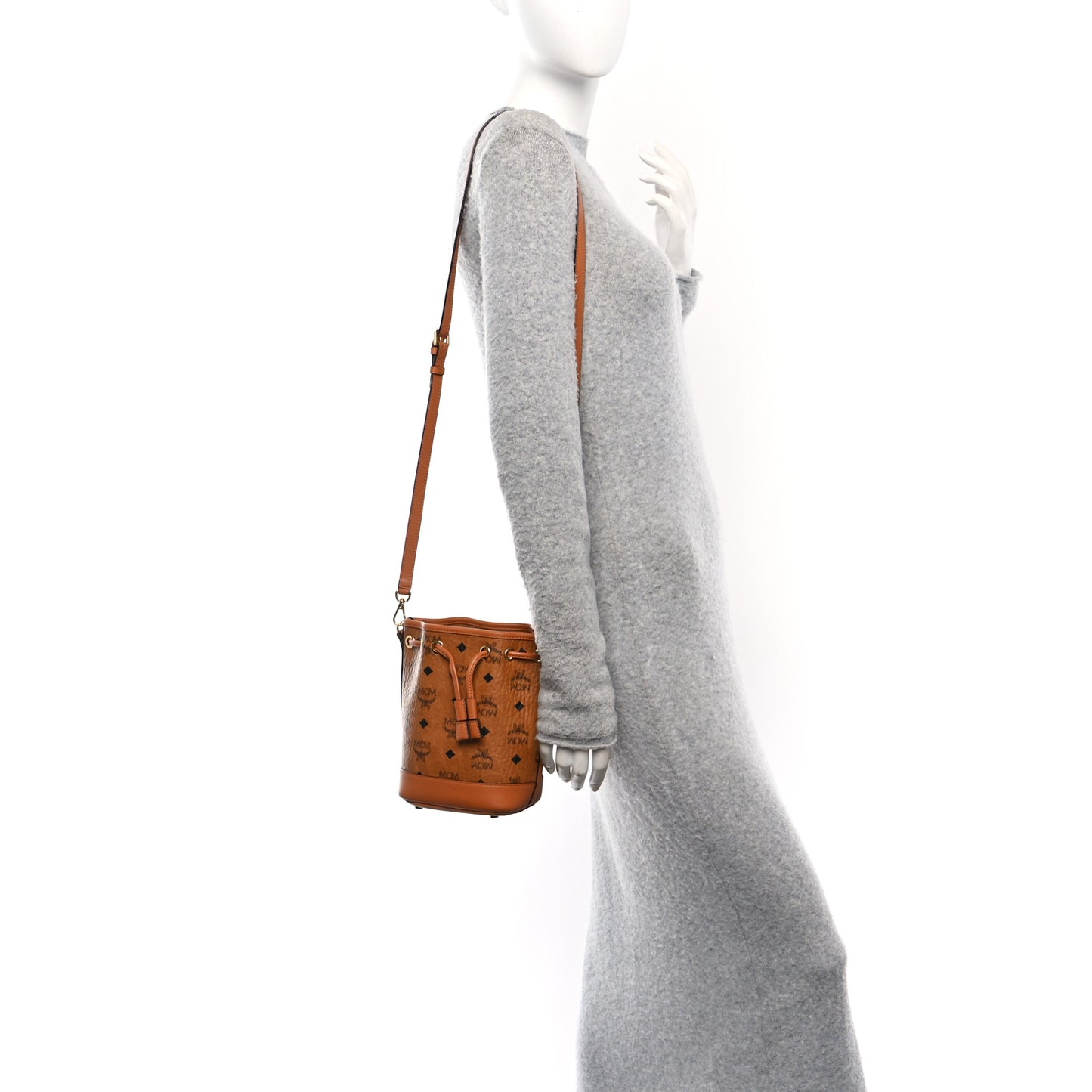 Visetos Mini Dessau Drawstring Bucket Bag Cognac