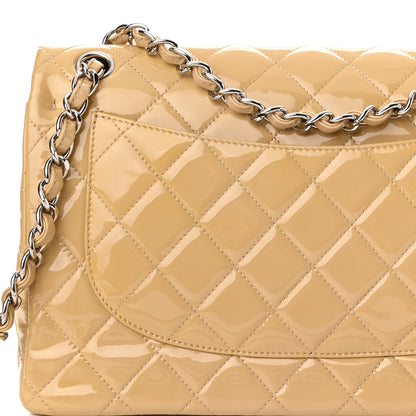 Chanel Patent Quilted Jumbo Double Flap Beige 10 of 10