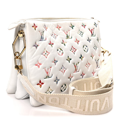 Louis Vuitton Lambskin Embossed Monogram LV Garden Coussin PM Cream 2 of 9