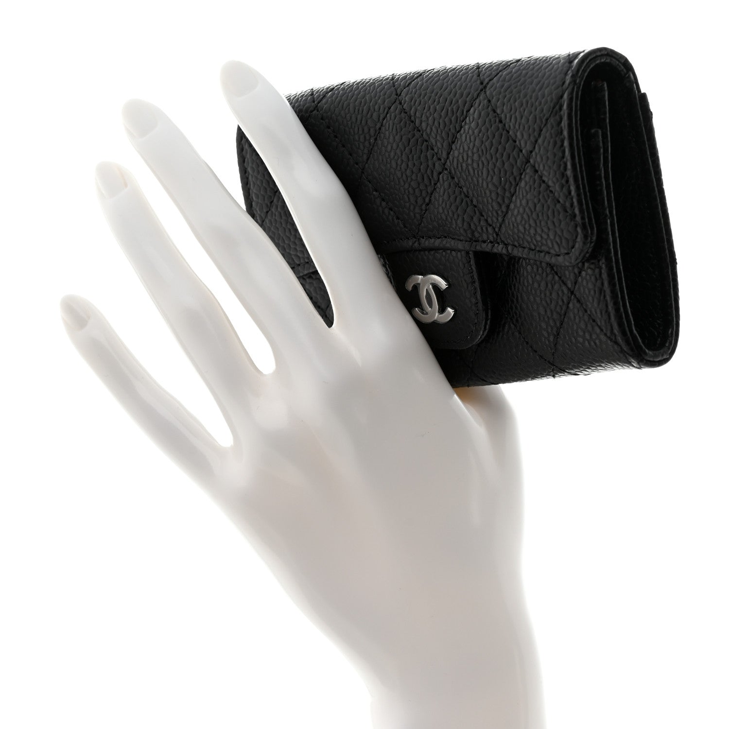 Chanel Caviar Quilted Flap Card Holder Wallet Black 2 of 9