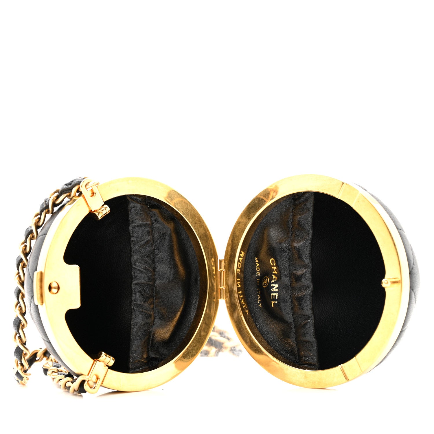 Chanel Lambskin Quilted Sphere Minaudiere Chain Clutch Black 8 of 21