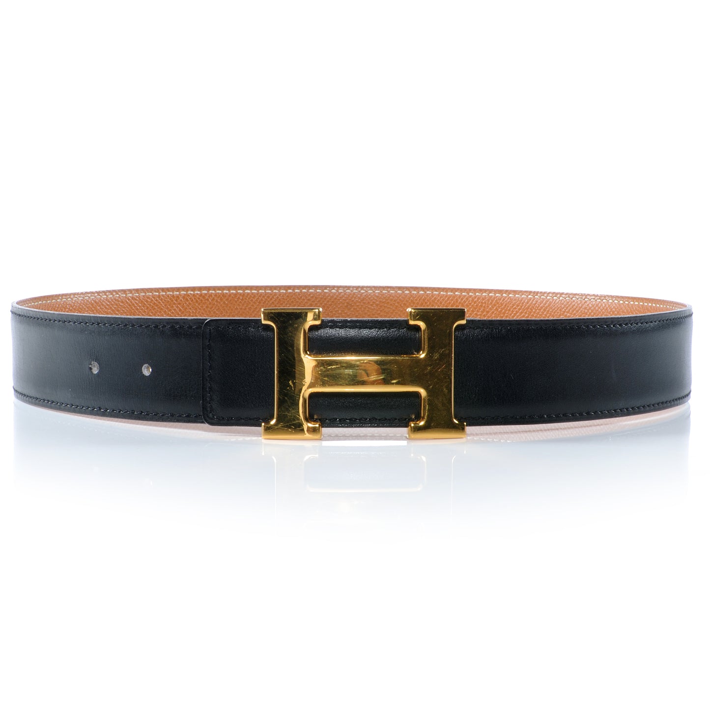 Box Courchevel 32mm H Belt 65 Black Gold