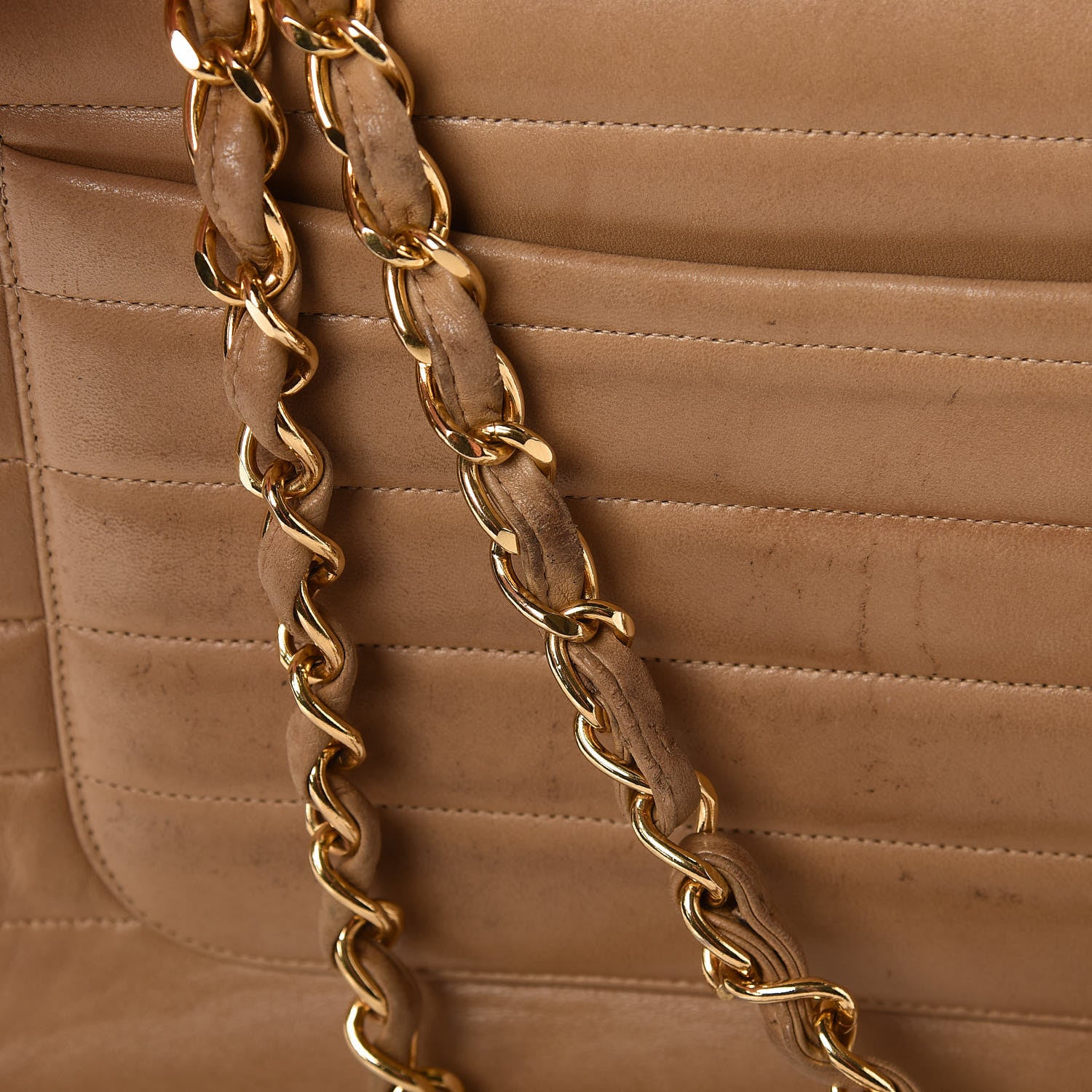 Chanel Lambskin Horizontal Quilt Jumbo Single Flap Beige 14 of 19