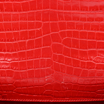 Saint Laurent Calfskin Crocodile Embossed Medium Monogram Sunset New Red 13 of 13
