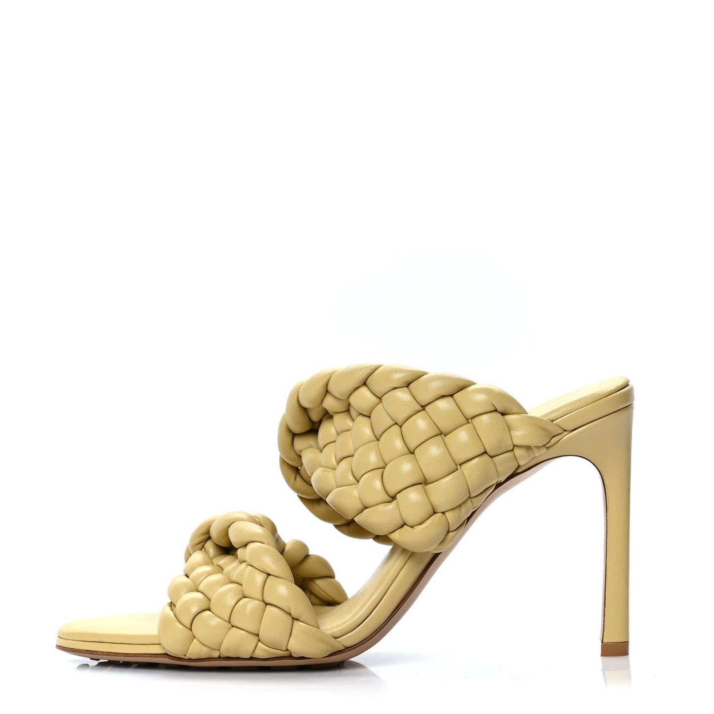 Nappa Twisted Padded Intrecciato Curve Slide Sandals 40 Tapioca