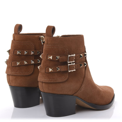 Valentino Garavani Suede Rockstud Double Buckle 50mm Cowboy Ankle Boots 37 Selleria 4 of 9
