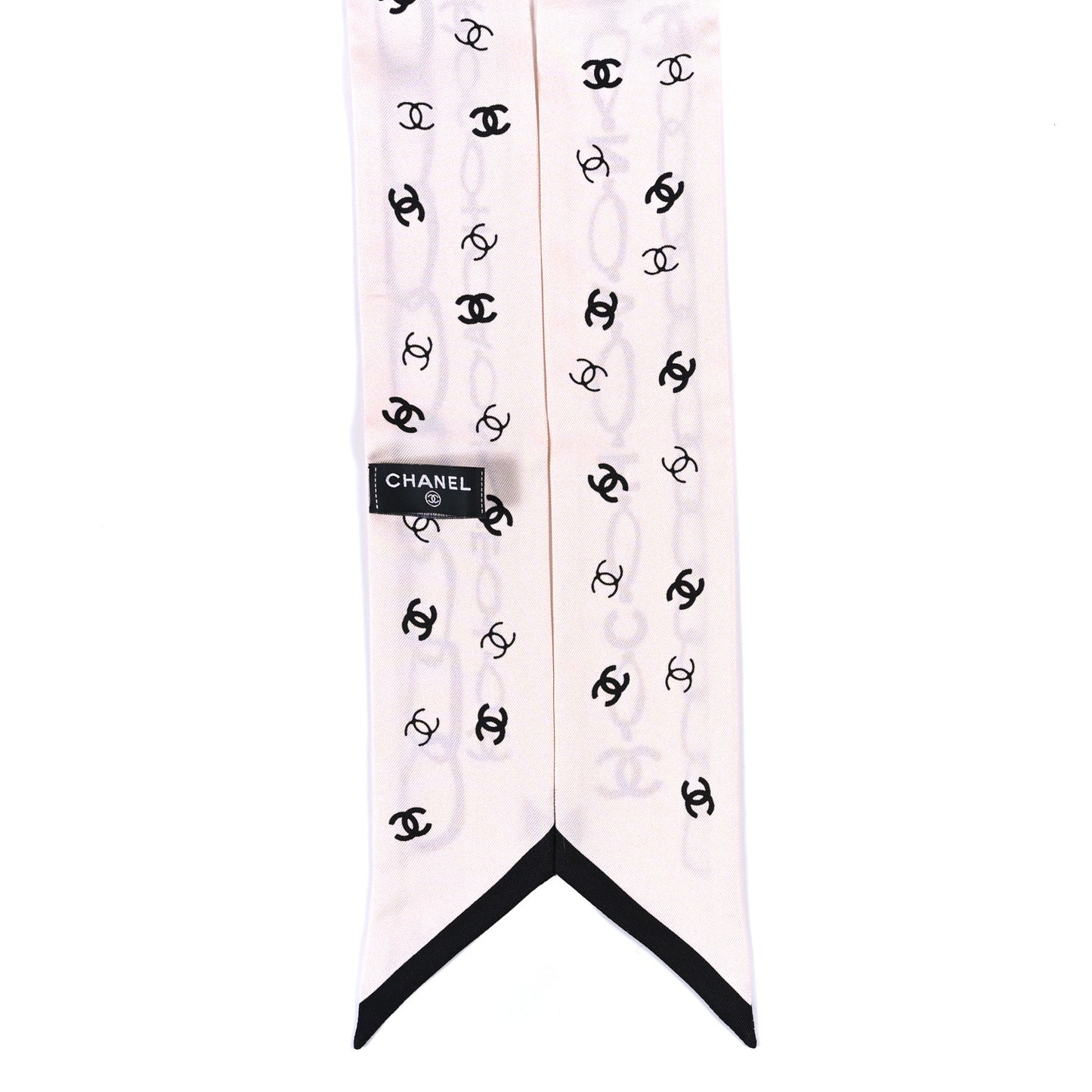 Silk Logo Slim Bandeau Scarf Ecru Black