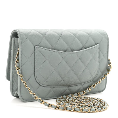 Chanel Caviar Quilted Wallet On Chain WOC Light Gray 3 of 11