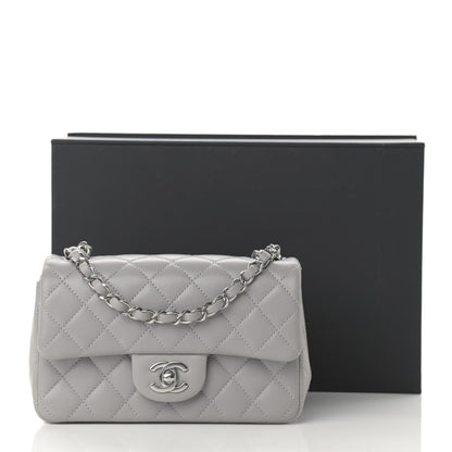 Chanel Lambskin Quilted Mini Rectangular Flap Grey 12 of 12